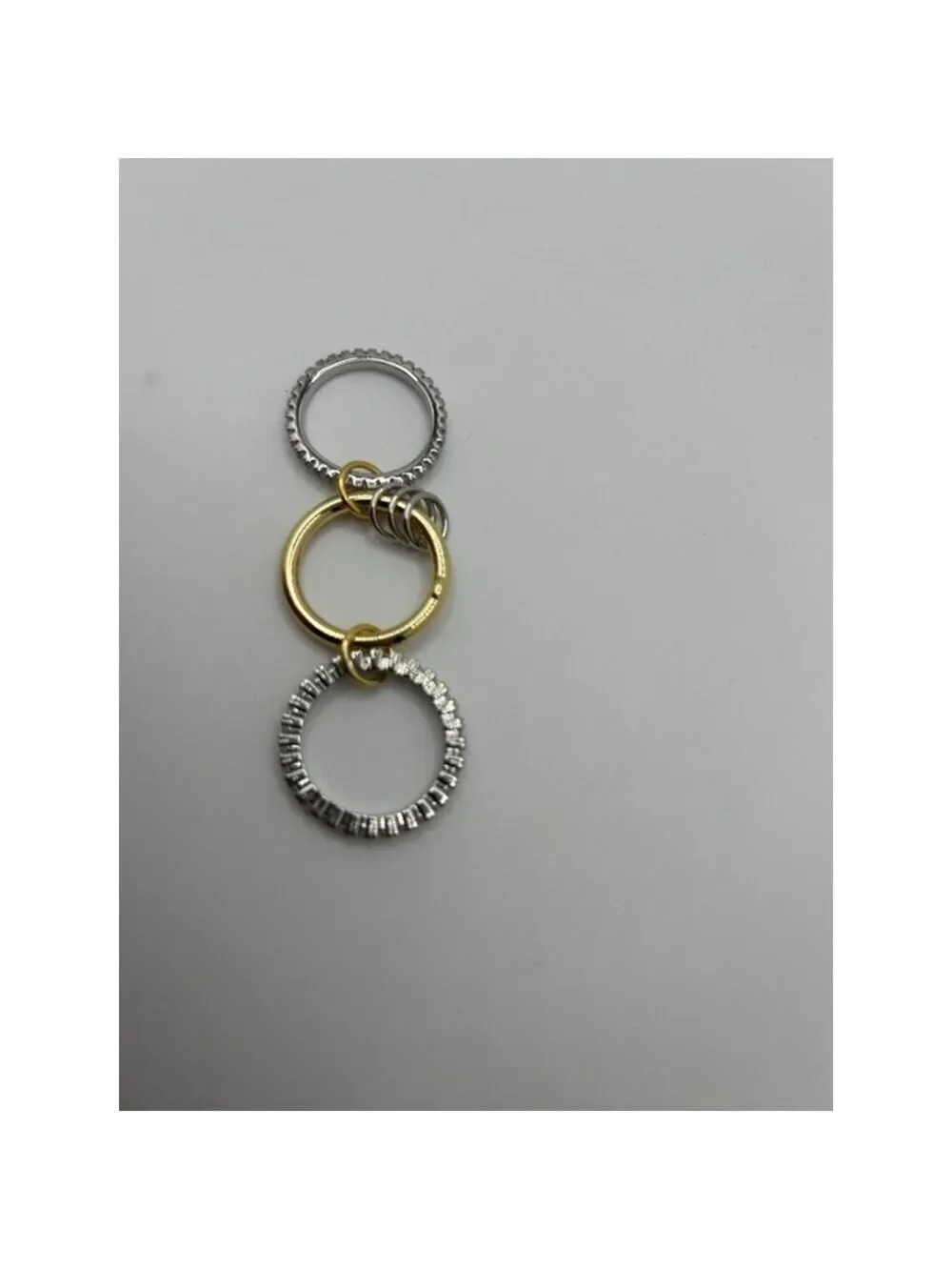 Set of 3 Silver Gold Rings